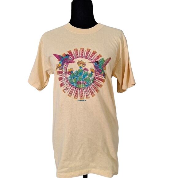 Vintage 90s/Y2K Hummingbird Metallic Southwest Cactus Tee T Shirt Women Small - Picture 7 of 10
